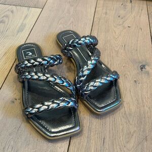 Dolce Vita Silver Braided Sandals, 7.5